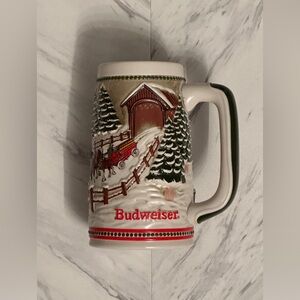 Vintage Budweiser Anheuser-Busch Clydesdales holiday beer stein